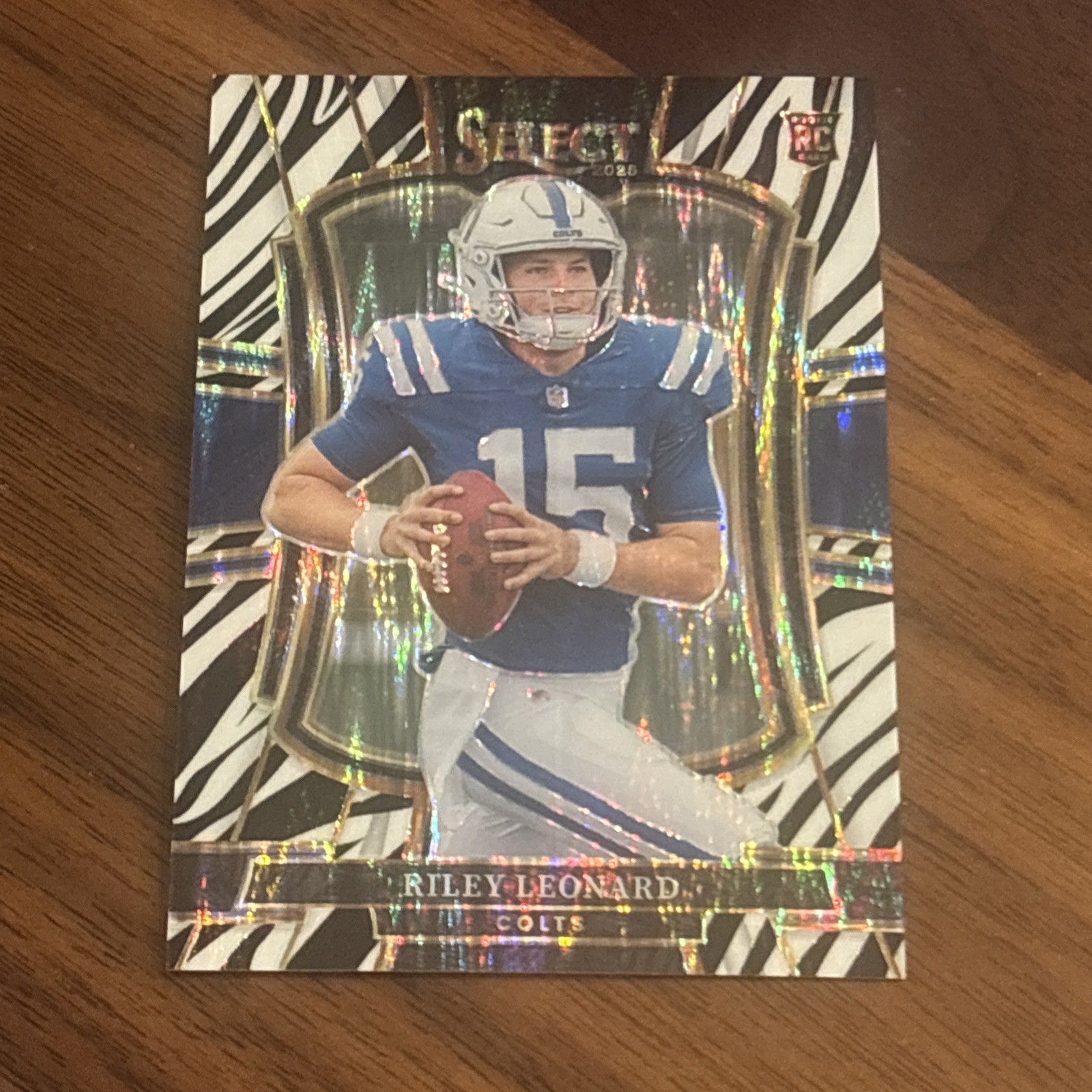 2025 Select #133 Riley Leonard Zebra Shock Prizm Rookie RC Premier Level Colts
