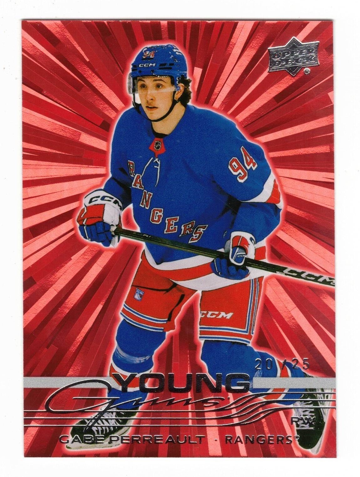 2025-26 Upper Deck Series 1 - Gabe Perreault RED Outburst Young Guns /25 (#202)