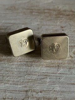 Vintage engraved music box cufflinks initials RP working