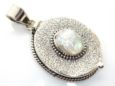 GOLDJUNGE69 GW MONDSTEIN CAB 4,5ct. EDELSTEIN MEDAILLON ANHÄNGER OVAL 925
