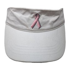 Brest Cancer Awareness Strapback Sun Visor Cap White One Size Adjustable Cotton