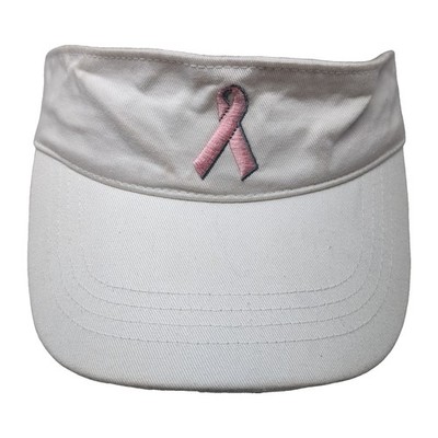 Brest Cancer Awareness Strapback Sun Visor Cap White One Size Adjustable Cotton