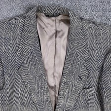 VTG Carolcrest Herringbone Tweed Wool Sport Coat Blazer Men  s Classic 42R USA