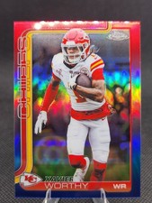 2025 Topps Chrome Xavier Worthy Red/White /Blue Refractor  #145 Chiefs NFL 🏈