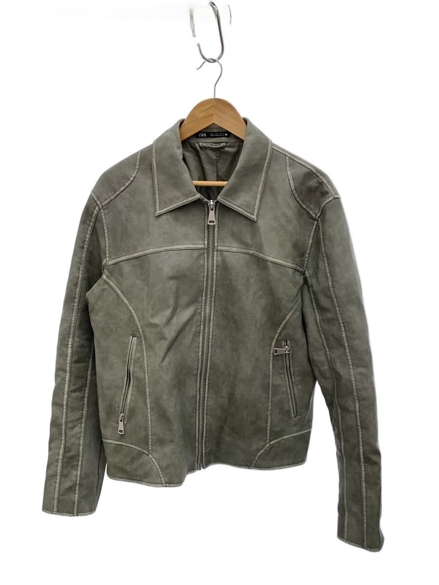 Zara Leather Jacket Blouson/L/ Leather/Gry/5070/331/802// 3683