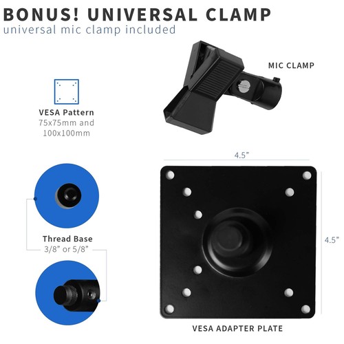VIVO Black Universal Microphone VESA Adapter Kit, VESA 75x75mm and 100x100mm - Picture 2 of 8