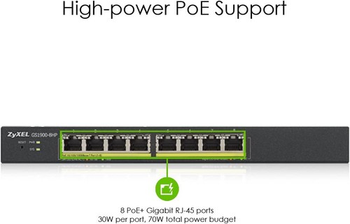 Zyxel 8-Port Gigabit PoE Switch Smart Managed Desktop/Wallmount and Fanless - 第 4/6 張圖片