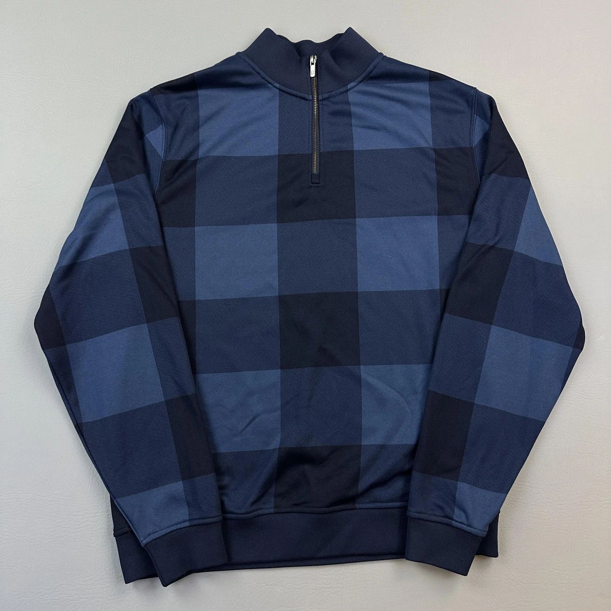 Pull FootJoy Houndtooth Dent De Lévrier 1/4 Zip Taille M – Gris, Rare Et Stylé Pour Le Golf