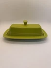 Fiesta Fiestaware Homer Laughlin Vintage Green Covered Butter Dish with Lid EUC