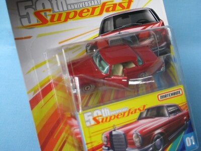 Matchbox SF 50th 62 Mercedes 220 Maroon Body Opening Door Spielzeug Modellauto 70mm USA