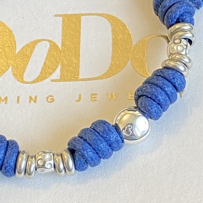 Dodo Pomellato Bracciale Blu Jeans Argento Pepita Rondelle Granelli Originale