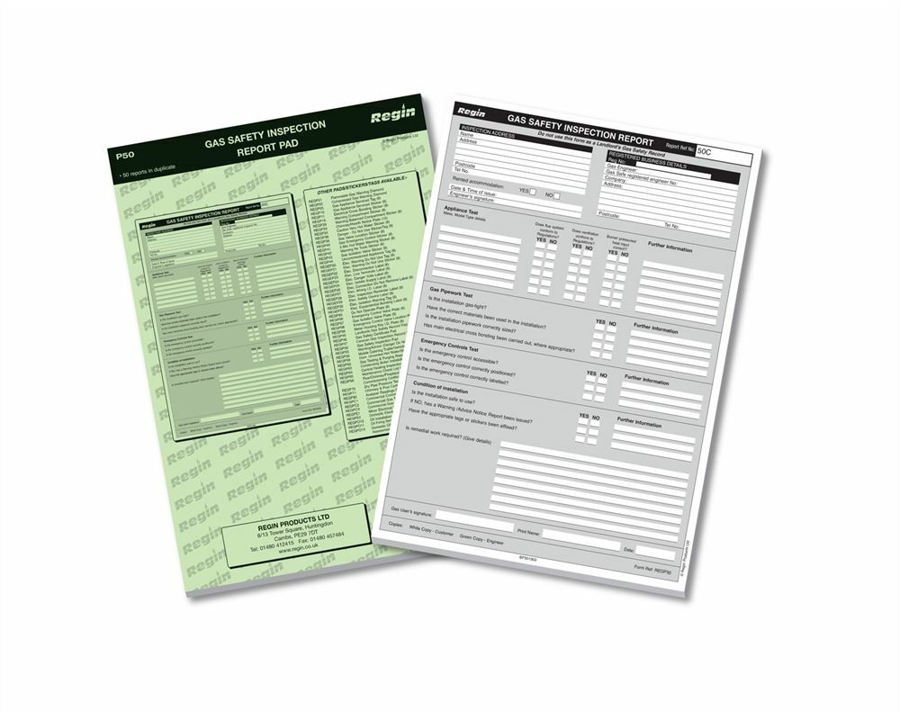 Regin Gas Safety Inspection & Findings Work Landlord Property Report Pad REGP50