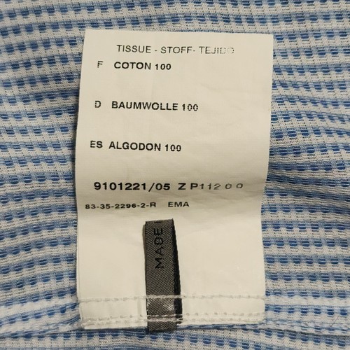 Camisa Corneliani Para Hombres Algodón Abotonada Blanca Azul Mini Cuadros Elastizada 17.5/44 - Imagen 13 de 14