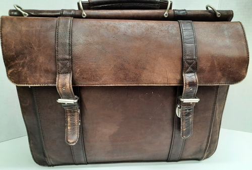 Pelle Studio getragene Leder Laptoptasche Aktentasche braun Henkelriemen Herren - Bild 1 von 14