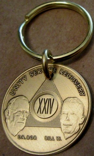 Alcoholics Anonymous AA 24 Year Keychain Key Chain ring Token coin medallion   - Bild 7 von 8