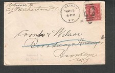 1920 cover C J Fox Chatham NY to Coombs & Wilson Brooklyn REMOVED TO 32 COURT ST