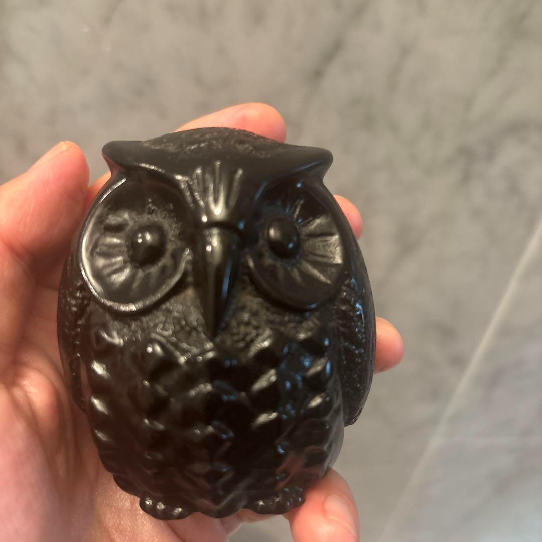 Hand-Carved Nachi Black Stone Owl Figurine – Japanese Good Luck