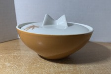 Vintage Harvest Gold White With Maple Leaves Lidded Sugar Bowl MCM