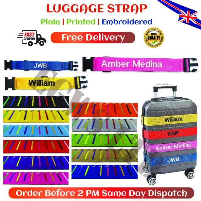 Personalised Luggage Straps Safety Suitcase Belt Custom Printed or Embroidered Personalised Luggage Straps Safety Suitcase Belt Custom Printed or Embroidered
