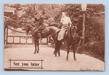 Couple on Horses Saying Goodbye See You Later 1910 Colonial Art Pub Co. RPPC