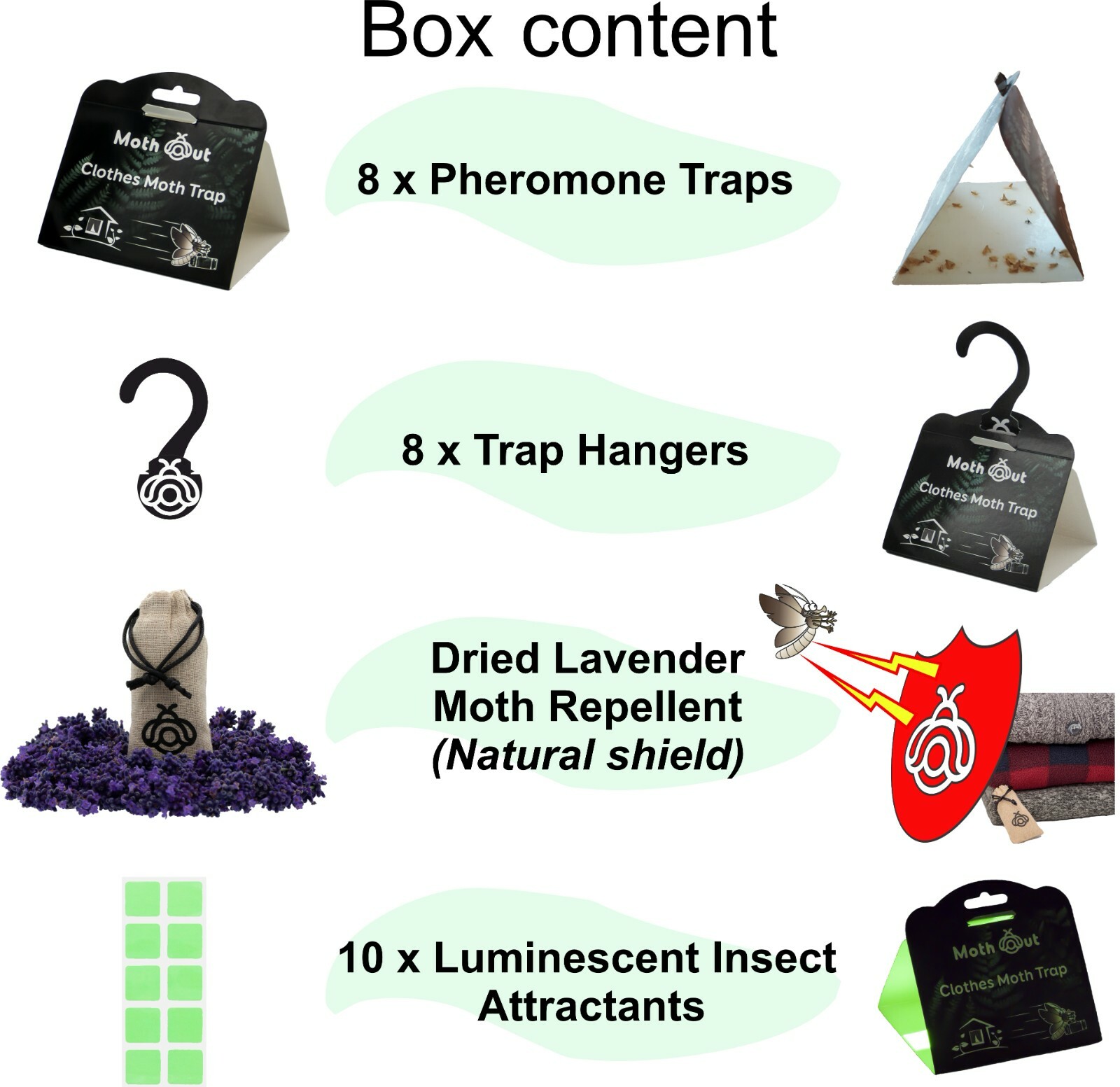 MothOut 8 Pheromone Clothes Moth Traps, Carpet Moth Killer + Anti Moth