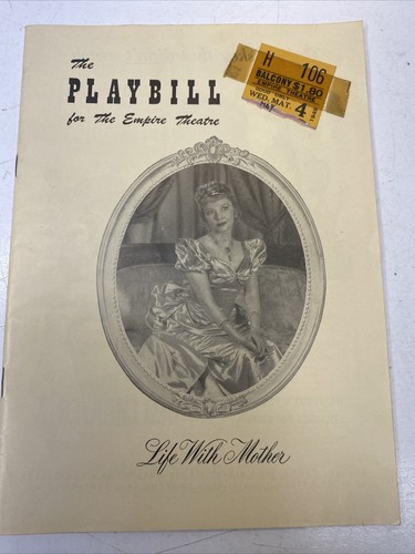 Boleto Life With Mother - Playbill de colección - Empire Theatre, Nueva York, 1949 - Imagen 1 de 4