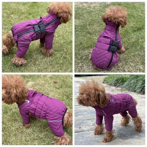 Dog Winter Coat 4 Legs Covered Windproof Waterproof Reflective Warm Dog Clothing - Picture 26 of 65
