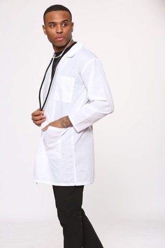 Unisex Doctor Scientist Lab Surgeon Hospital White Coat Fancy Dress Costumes - Picture 4 of 5