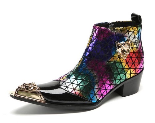 Men's New Fashion Pointy Toe Metal Decor Shine Party Shoes Punk Rock ...