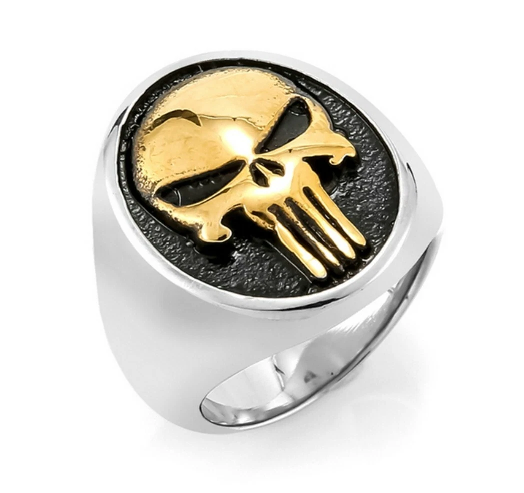 Punisher Skull Logo Stainless Steel Band Ring