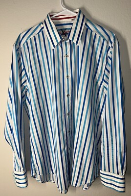 ROBERT GRAHAM X  Mans VERTICAL STRIPE COTTON  SHIRT LARGE