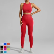 New Yoga Set Women Gym Fitness Workout Sport Suit Leggings Top Workout 2 Pieces