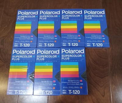 Polaroid Supercolor Plus, SET OF 7    T-120 VHS Tape, New in Package and Sealed