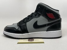Youth 7Y  Women 8.5 - Nike Air Jordan 1 Mid GS 'Shadow' White/Black-Grey NEW 
