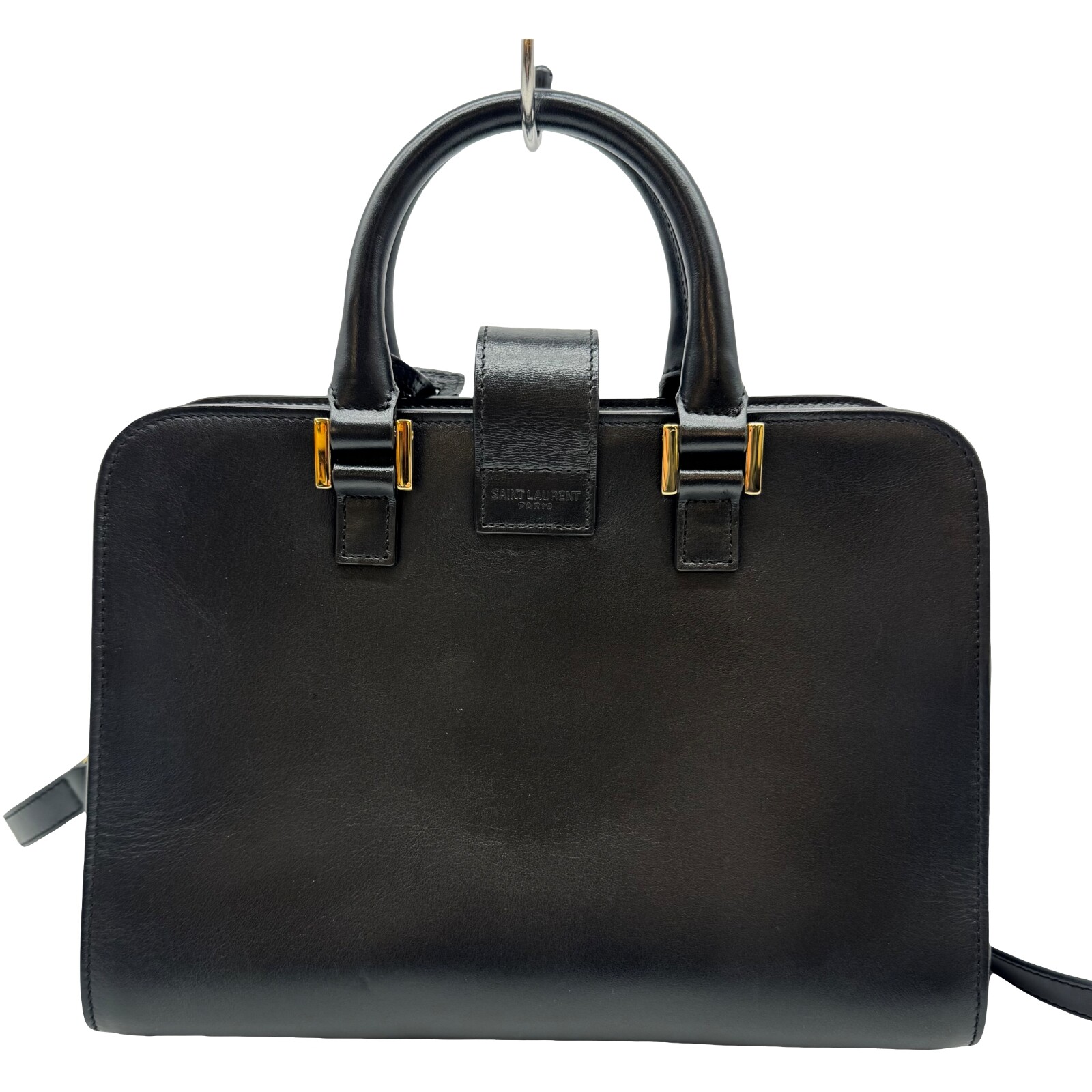 Autentica borsa portachiavi SAINT LAURENT piccola Cabas Clochette nera #36635761