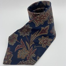 Oscar De La Renta Men's Tie Silk Blue Floral Neck Tie Vintage Made In USA 62  