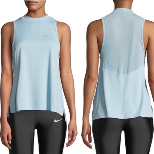Nike Womens Miler Dri-FIT High-Neck Running Top in Blue sz 1X Muscle Tee Active - Picture 9 of 9