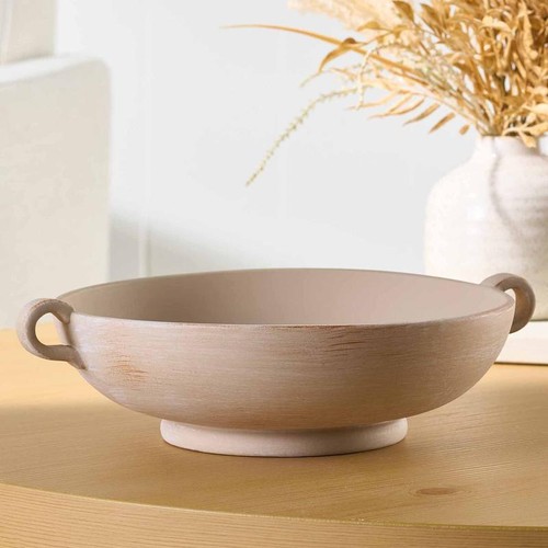 Ceramic Low Stone Distressed Bowl Handmade Indoor Decorative Centerpiece New - Picture 4 of 7