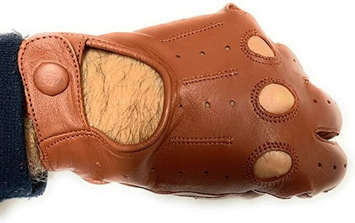 Men's Genuine Leather Driving Gloves with Knuckle Holes - Picture 55 of 76