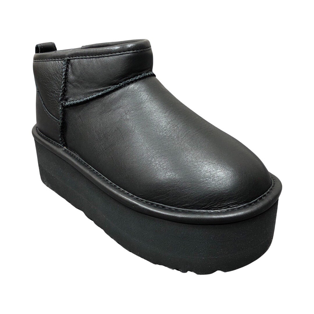 UGG Women's Classic Ultra Mini Platform Leather Black Boots