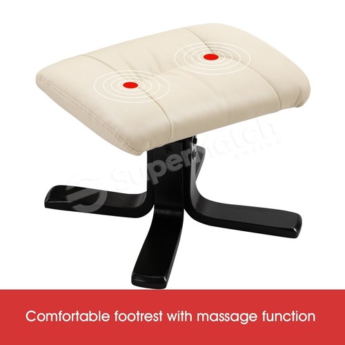 Recliner Chair Electric Massage Chair Leather Lounge 8-Point Heated Chair Beige - Picture 8 of 12