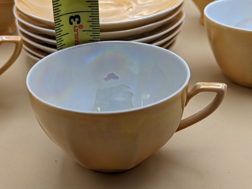 Vintage VICTORIA Czechoslovakia TEA SET Peach Lusterware China 14 Pc - Picture 3 of 24