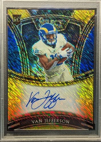 VAN JEFFERSON Rookie Auto 2020 Select Gold Shimmer Prizm PSA 9 Mint SSP /10 RC - Picture 2 of 7