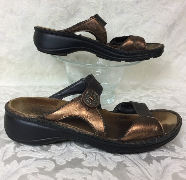 bronze slide sandals