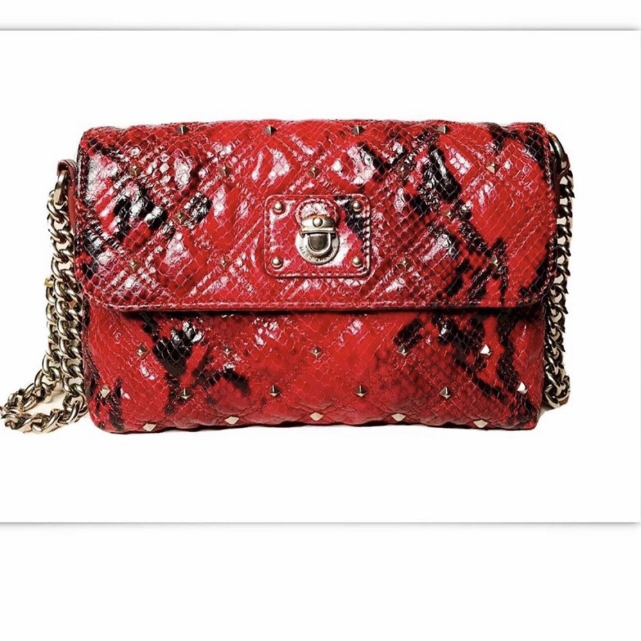 Marc Jacobs Studded Eugiene Stardust Crossbody Quilted Leather Red Purse Rare image 2
