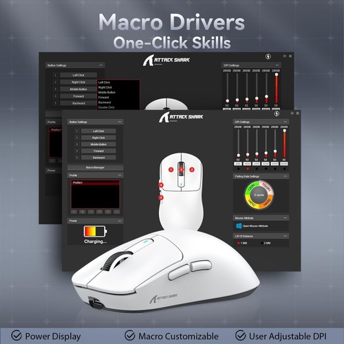 ATTACK SHARK X3 49g SUPERLIGHT Gaming Mouse PixArt PAW3395 BT/2.4 Wireless/Wired - Picture 4 of 70