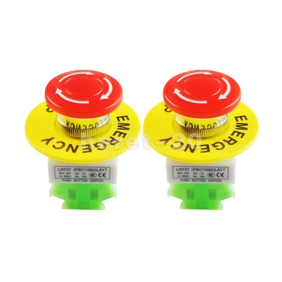Bouton D'arrêt D'urgence Champignon Rouge - 10A 660V, 1 NO + 1 NC, Neuf