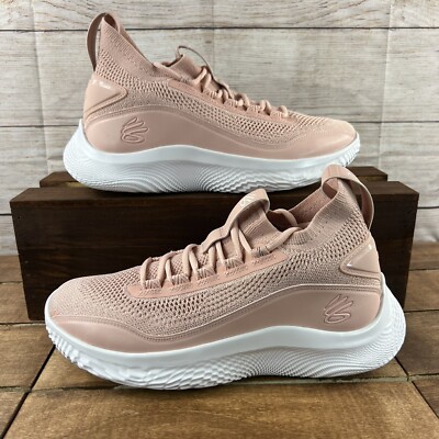 🏀Under Armour Curry Flow 8 Pink Rose White 3024432-601 (Men Size