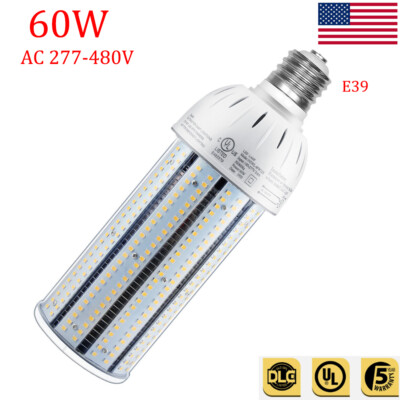 60W 480V LED Corn Cob Light Bulb For Warehouse Garage Replace MH HPS CFL HID US