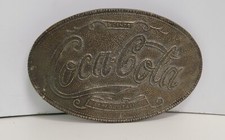 Vintage Coca Cola Brass Belt Buckle 1970's 5 Cents At Fountains Cool Retro Coke